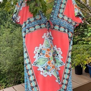 🌷Deep V print dress. Size 1X/16